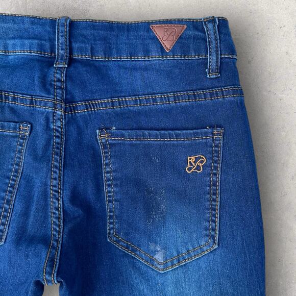 Red Bottoms Women’s Blue Flare Leg Jeans with Raw Hem Size 7/28 - Picture 5 of 5